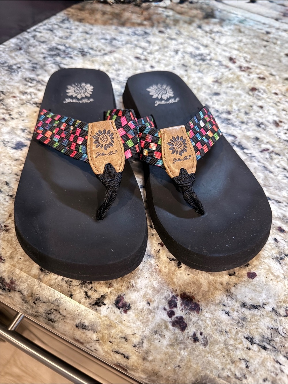 Yellow Box Multicolor Woven Platform Flip Flop Sandals Boho Comfort Size 7